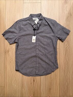 Coastaoro Short-Sleeve Casual Button-Down Shirt — Charcoal Gray